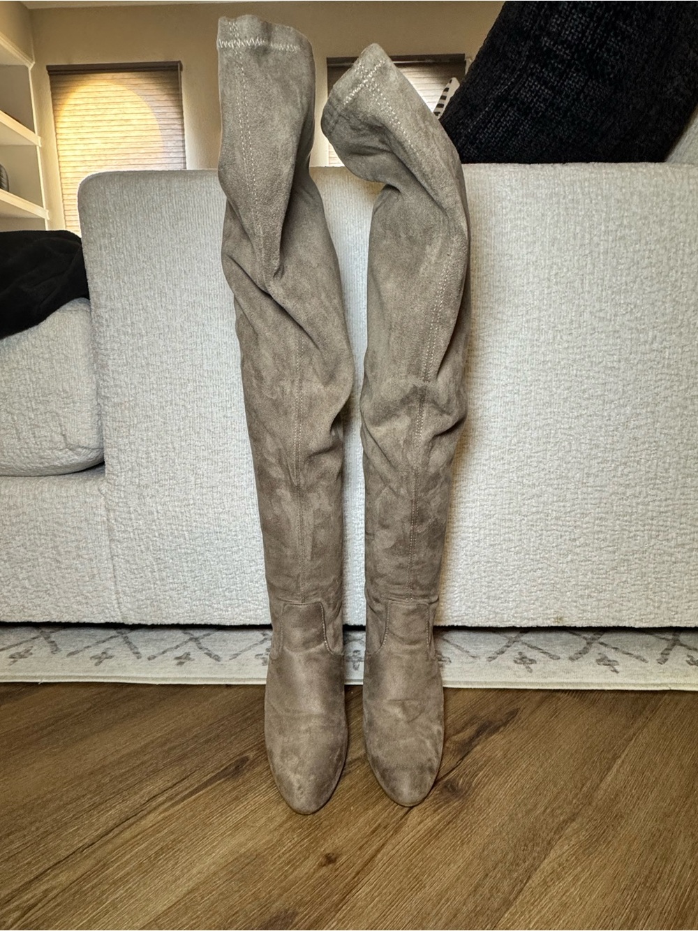 Steve Madden Emotions Taupe Suede Over-the-Knee Block Heel Boots. Size 8 - Picture 2 of 8